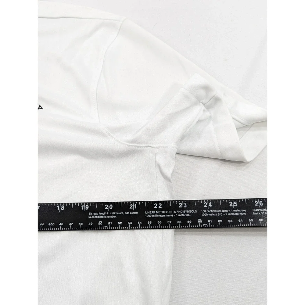 Nike Polo Shirt Mens Large Camden Military Academy‎ White Polo Black Embroidered